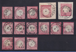 Baden-Stempel Auf Brustschild Lot 14 Werte (fast Alle 3Kreuzer Mi.-Nr. 25)  - Used