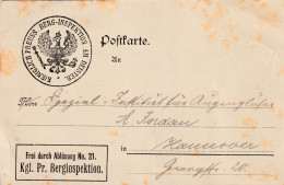 4935 2 Postkarte Aus Barsinghausen 1918. Stempel:Königlich Preuss. Berg-INSPEKTION Am Deister 28-08-1918 - War 1914-18