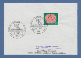 Dr. Davies Secretary-General World Meterological Org. Original-Autogramm 1973 - Altri & Non Classificati