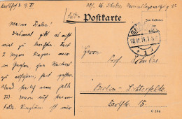 4935 7 Feldpostkarte 18-11-1914 Gnesen 1 (Polen) Nach Berlin Lichterfelde. Absender Dr Schulze, Krankenpfleger  - Weltkrieg 1914-18