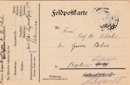 4935 14 Feldpostkarte 26-07-1915 Nach Berlin. Absender Dr Schulze, Krankenpfleger Lazarettzug Vau Südarmee - Oorlog 1914-18