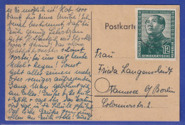 DDR 1951  Dt.-Chines. Freundschaft 12Pfg.-Wert Als EF Auf Postkarte - Autres & Non Classés