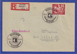 DDR 1951 Mi.-Nr. 272 Block-Einzelmarke Als EF Auf R-Brief Mit So.-O Rostock  - Sonstige & Ohne Zuordnung