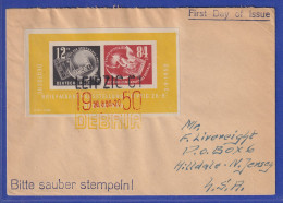 DDR 1950 DEBRIA-Block Auf FDC, Adressiert In Die USA  - Andere & Zonder Classificatie