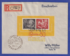 DDR 1950 DEBRIA-Block Auf R-Brief Gel. Nach Wegeleben - Other & Unclassified