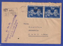 DDR 1951 Deutsch-Sowjetische Freundschaft 12Pfg Mi.-Nr. 296 MEF Auf Brief - Autres & Non Classés