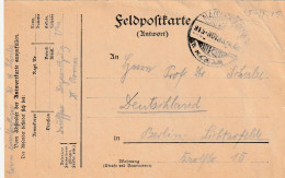 4935 21 Feldpostkarte 26-09-1915 Magdeburg- Berlin. Absender Dr Schulze, Krankenpfleger Lazarettzug Vau. - Guerre 1914-18