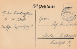 4935 27 Feldpostkarte 22-02-1916 Lohmen (sachsen)- Berlin. Absender Dr Schulze, Krankenpfleger Deutsche  - Oorlog 1914-18