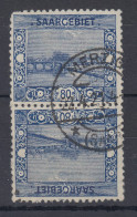 Saar 1921 Mi.-Nr. 62A Kehrdruck Kehrdruckpaar III Gest. MERZIG. Eckzahn Stumpf. - Gebraucht