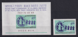 Korea Süd 1965 Pazifik Reise-Konferenz Mi.-Nr. 477 Und Block 202 ** - Corée Du Sud