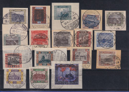 Saar 1921 Freimarken Mi.-Nr. 53-69 Kpl. Schöner Satz Auf 17 Briefstücken  - Used Stamps