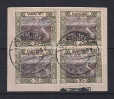 Saar 1921 Freimarken 30Pfg-Wert Mi-Nr. 57A Viererblock O Völklingen, Briefstück - Gebruikt