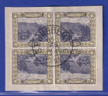 Saar 1921 Mi.-Nr. 53 Viererblock Mit 2x Kehrdruck Kdr III Gest. ST. INGBERT Gpr. - Used Stamps