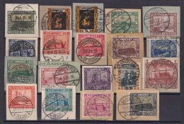 Saar Freimarken 1922-23 Mi.-Nr. 84-101 Kpl. Satz 19 Werte Alle Auf Briefstücken - Used Stamps