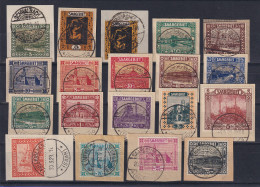 Saar Freimarken 1922-23 Mi.-Nr. 84-101 Satz 19 Werte Kpl. Auf Briefstücken - Used Stamps