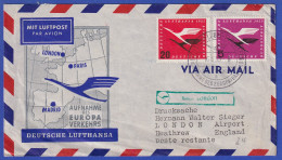 Erstflugbrief Lufthansa Aufnahme Des Europaverkehrs 16.5.55 Nach London 20 / 5 - First Flight Covers