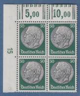 Dt. Reich Hindenburg Waffeln 50 Pfg. Mi.-Nr. 492 Eckrandviererblock OL Mit DZ 15 - Unused Stamps