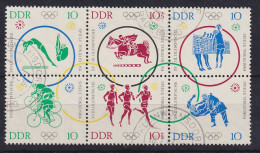 DDR 1964 Olympiade Tokyo Mi.-Nr. 1039-44 6er-Block O  KLEINWOLMSDORF - Oblitérés