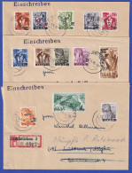 Saarland 1947 Aufdruck-Ausgabe Mi.-Nr. 226-238 Type II  Satz Auf 3 R-Briefen - Storia Postale