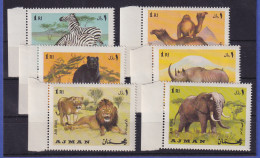 Ajman 1969 Säugetiere Gez. Mi.-Nr. 412-417A Satz Kpl. Postfrisch ** - Emirats Arabes Unis (Général)