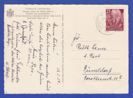 Liechtenstein 1954 Freimarke 25Rp. Heufuhre Mi.-Nr. 293 Als EF Auf Postkarte - Andere & Zonder Classificatie