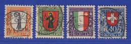 Schweiz 1923 Pro Juventute Wappen Mi.-Nr. 185-88 Satz 4 Wte. Gestempelt - Sonstige & Ohne Zuordnung