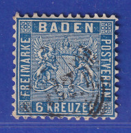 Altdeutschland Baden 6 Kreuzer Blau Mi-Nr. 14b Gestempelt, Gut Zentriert.  - Afgestempeld