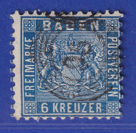 Altdeutschland Baden 6 Kreuzer Blau Mi-Nr. 14b Gestempelt - Oblitérés