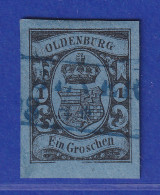 Altdeutschland Oldenburg 1 Gr. Mi.-Nr. 6 Gestempelt, Mit PLF II Untere Randlinie - Oldenbourg