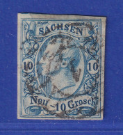 Altdeutschland Sachsen 1856 König Johann 10 Ngr Mi.-Nr. 13a Mit Nummern-O 1 - Saxony