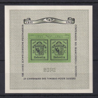 Schweiz 1943 100 Jahre Briefmarken Genf, Sog Doppelgenf Mi.-Nr. Block 10 ** - Andere & Zonder Classificatie