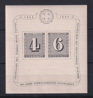 Schweiz 1943 100 Jahre Briefmarken Zürich 4 Und 6  Mi.-Nr. Block 8 ** - Other & Unclassified