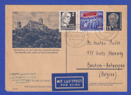 DDR 1953 Bildpostkarte P47/07 Mit ZF Per Luftpost Gel. Von Berlin Nach Belgien - Other & Unclassified