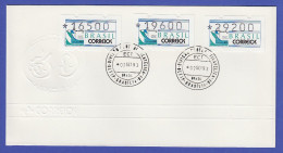 Brasilien ATM BRASILIANA'93, Mi.-Nr. 5, Satz 16500-19600-29200 Auf Offiz. FDC - Franking Labels