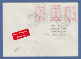 Portugal Seltener Express-Brief Mit 3 Orts-ATM 007 Und Orts-O Lagos 19.1.1983  - Timbres De Distributeurs [ATM]