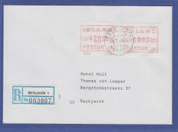 Island ATM Nr. 1 Aut.-Nr. 01 Werte 4200 Und 9900 Auf Orts-R-Brief 24.2.93 - Franking Labels