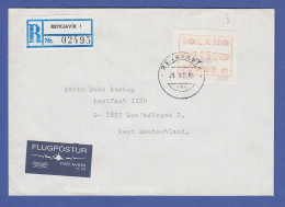 Island ATM Nr. 1 Aut.-Nr. 01 Wertsufe 2150 Auf R-Brief  Nach Deutschland - Frankeervignetten (Frama)