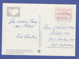 Island ATM Nr. 1 Aut.-Nr. 01 Wertstufe 600  Auf AK Nach Hamburg - Franking Labels