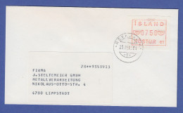 Island ATM Nr. 1 Aut.-Nr. 01 Wertstufe 750  Auf Brief Nach Lippstadt - Automatenmarken (Frama)