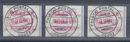 Mexiko 1992 Frama-ATM Mi.-Nr. 3 Satz 500-700-900 Mit Schwarzem ET-O  - México