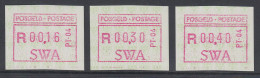 Südwestafrika FRAMA-ATM Nr.1  Aut.-Nr. PT-04 Satz 16-30-40 Aus OA ** - Affrancature Meccaniche/Frama