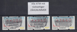 Rumänien 3 ATM 500,940,1440 Mit ET-Sonder-O Und Rückseitiger Zählnummer  - Timbres De Distributeurs [ATM]