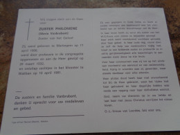 Doodsprentje/Bidprentje  ZUSTER PHILOME (Maria Vanbrabant)  Zr V.h. Geloof  Markegem 1906-1991 Klooster Wakken - Religione & Esoterismo