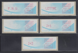 Frankreich ATM C001.77468 Papier Komet Druck Lilarot Satz 5 Werte Tarif 10 - Autres & Non Classés