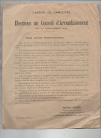 Canton De Chaulnes (80) Profession De Foi De Gaston JULES Candidat Républicain Au Conseil D'arrondis. 1919 (PPP47280) - Historical Documents