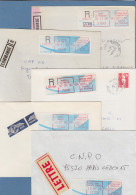 Frankreich Schalterfreistempel SFS Auf Blauem Komet-Papier, Lot 9 Belege 1988-90 - Other & Unclassified
