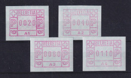 Schweiz 1976, 1. FRAMA-ATM Ausgabe A1-A4 **, Werte 0020-0040-0080-0110 - Francobolli Da Distributore