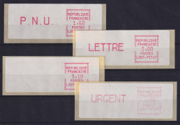 Frankreich ATM Crouzet LS07-75747 Satz 4. Tarif  Spitze Ecken, Mittelrosa - Andere & Zonder Classificatie