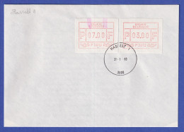 Belgien FRAMA-ATM P3013 Mit Zwei Beginnenden ENDSTREIFEN Auf FDC HASSELT 31.1.83 - Andere & Zonder Classificatie