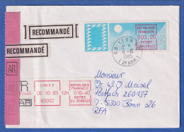 Frankreich-ATM Taube C001.69123 Ohne Zudruck 3,20 Auf R-AR-Brief O LYON 8.10.85 - Altri & Non Classificati